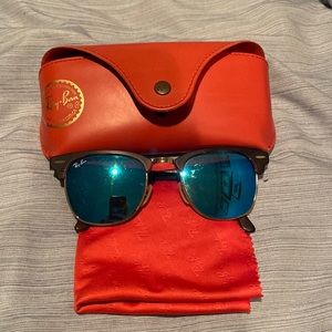 Ray-Ban Clubmaster Sunglasses with Blue Lenses